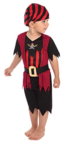 Bristol Novelty Pirate Mate Boy Toddler Costume Age 2 - 3 Years, Red