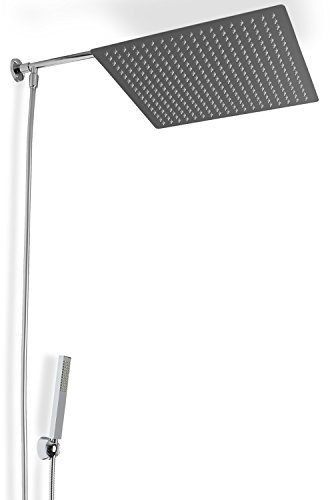 Steinkirch Duschkombination Komplettset 400 x 400 Rainshower Duschkopf Handbrause Wandhalterung Edelstahl Brause Duschkombi 400-S Aufputz Montage Aufputzmontage massiv German Quality
