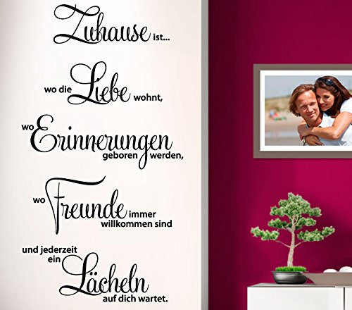 Wandtattoo-Günstig G001 Zitat Zuhause ist wo die Liebe wohnt ... Familie Liebe Wandaufkleber Wandsticker dunkelgrau (BxH) 58 x 107 cm
