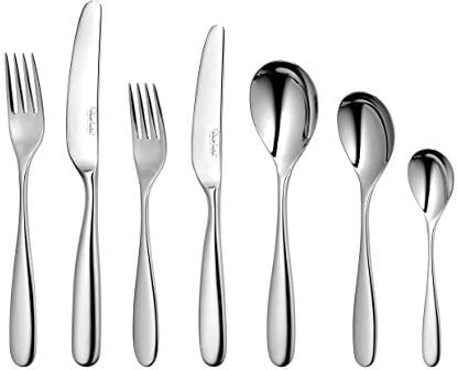 Robert Welch Stanton Bright, 84 Piece Cutlery Set for 12 People. Made from Stainless Steel. Dishwasher Safe.