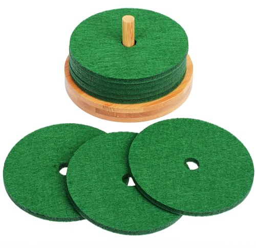GRÄWE Untersetzer für Gläser, Filz, Glasuntersetzer, 8er Set inkl. Bambushalter, rund - Für Getränke, Tassen, Glas-Tischuntersetzer Getränkeuntersetzer, dunkelgrün