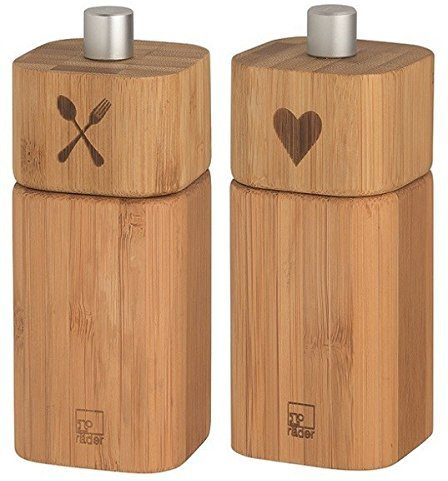 Räder kleine Salzmühle BESTECK und kleine Pfeffermühle HERZ Bambus [D]