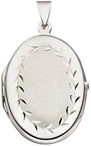 Jobo Damen Medaillon oval 925 Sterling Silber rhodiniert mattiert Anhänger zum Öffnen