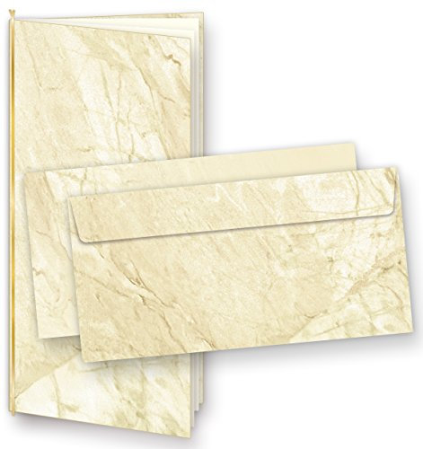 Einladungskarten Marmor (50 Sets) zum Selbst-gestalten, mit Einlegeblätter + Goldbänder, für Geburtstag, Jubiläum uvm.