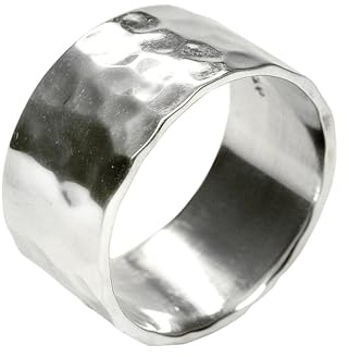 SILBERMOOS XL XXL Ringe in großen Größen Damen Herren Ring Bandring glänzend gehämmert handgeschmiedet Sterling Silber 925 Größen 64, 66, 68, 70, 72