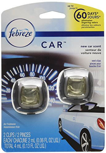 Febreze Car Air Fresheners, New Car Scent, Odor Eliminator for Strong Odors Car Vent Clips (2 Count)