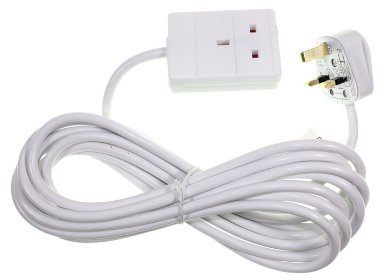 Pifco 1 Way UK 3Pin Plug Extension Lead with 3 Metre Cable - Neon Power On Indicator - White