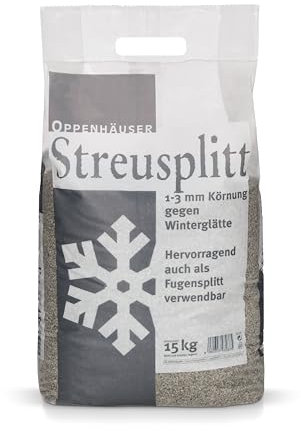 OPPENHÄUSER DIABAS Streusplitt 15kg Sack Profikörnung 1-3 mm deutsches Qualitätsprodukt für sichere Wege und zuverlässigen Wintereinsatz