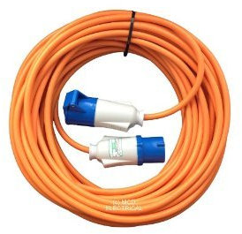 15 metre Orange Caravan Hook Up/Extension Cable with 16 Amp Plug & Socket - Professionally assembled by MCD Electrical