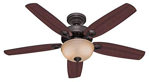 Hunter Fan, Ventilateur de Plafond avec Lumière et Chaîne pour Intérieur, Builder Deluxe, 5 Pales Réversibles, Couleur Bronze, 132 cm, Idéal Été comme Hiver, Modèle 50572