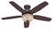 HUNTER VENTILATOR für die Deckenmontage Builder Deluxe 132 cm für den Innenbereich, mit Beleuchtung und Zugschalter, neue Bronze, 5 beidseitig verwendbare Flügel, Modell 50572