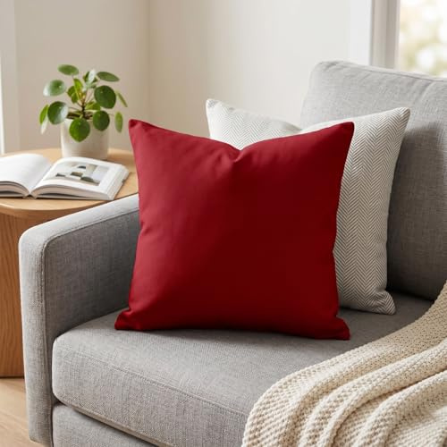 Hans-Textil-Shop Kissenbezug Polyester - Kissen, Kissenhülle, Kopfkissen, Dekokissen, Sofakissen, Couchkissen, Pflegeleicht, Bügelfrei (40x40 cm, Bordeaux Rot)