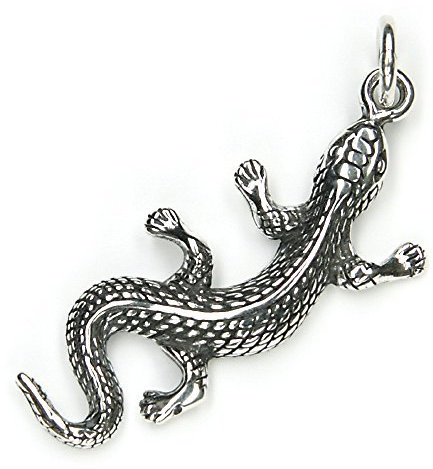 Drachensilber Anhänger Gecko Schmuck Silber Anhänger Echse 925er Silberschmuck fein gearbeitete Eidechse