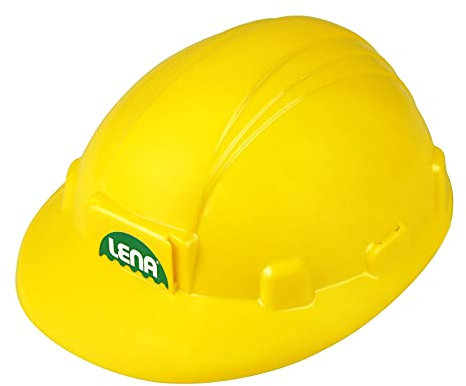 Lena 69841 - Baustellenhelm ca. 24 cm, Bauarbeiter Kinderhelm in Größe verstellbar, Bauhelm für kleine Baumeister, Baustellen Rollenspiel und Fasching, Kostüm Zubehör Helm für Kinder ab 2 Jahren, gelb