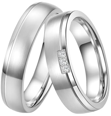 DOOSTI Partnerring/Trauring DAINTY Chirurgischer Edelstahl mit Gratis Gravur