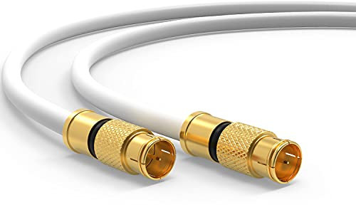 2m Satkabel 135 db Quick F-Stecker Schnellstecker Sat TV Kabel DIGITAL Antennenkabel Koaxial Router Anschlusskabel HD 4K UHD