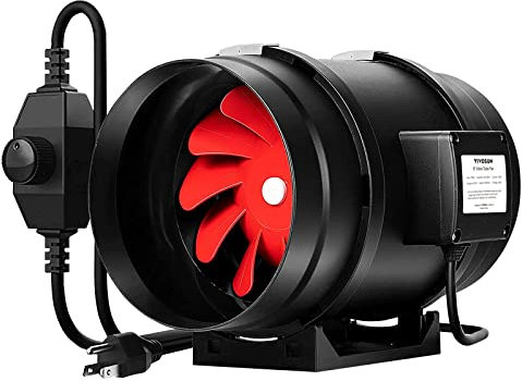 VIVOSUN Rohrventilator 200mm, 1223m³/h EC-Motor leiser Rohrlüfter, Abluftventilator mit Geschwindigkeitsregler, R8 Rohrventilator für Indoor, Growbox, Growzelt und Gewächshaus Hydrokultur