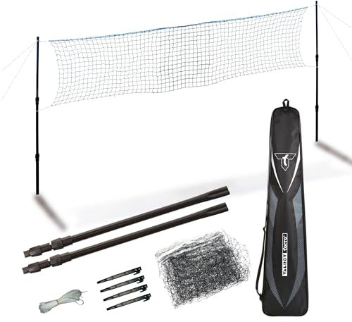 Talbot-Torro® Teleskop-Netz-Set, höhenverstellbares Freizeit-Netz für Badminton, Höhe: 1,25-1,55m, Breite 6,10m, Komplettset in Tasche, 449599
