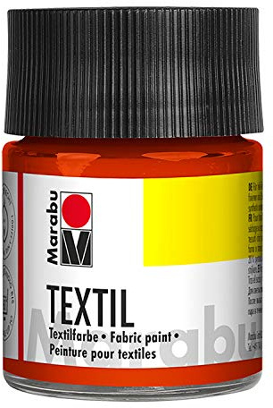 Marabu 17160005025 - Textil Stoffmalfarbe apricot 50 ml, Stoffdruckfarbe auf Wasserbasis, für helle Stoffe, waschbeständig bis 60°C, weicher Griff, einfache Fixierung durch Bügeln o. Backofen