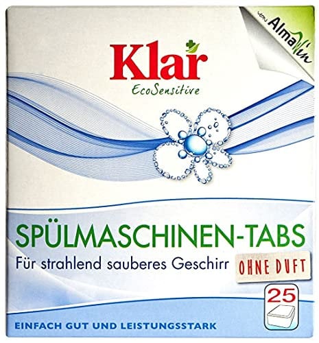 Klar Dishwasher Detergent Tablets ECO, 25 Unscented Vegan, 500.0g