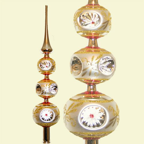 Lauschaer Glaskunst-Christbaumspitzen Christbaumspitze Esprit-Trio (Rot)