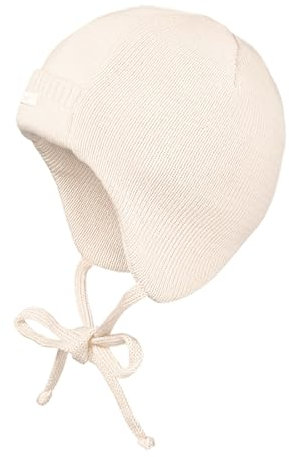 maximo Baby-Mütze, Strick Bindeband Made in Germany 37 wollweiß