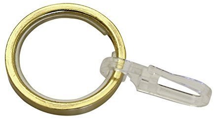 Gardinia 31490 Ringe/Gardinenringe für Gardinenstangen mit Gleiteinlage und Faltenlegehaken, Serie Chicago, Durchmesser 20 mm, Messing matt
