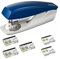 Leitz 55010035 Büroheftgerät Klein NeXXt, 25 Blatt inclusive 5 Päckchen Heftklammen mit je 1.000 Stück (mit extra Heftklammern, blau)