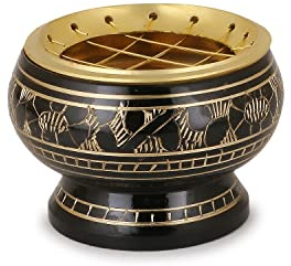 Zap Impex Messing zurück Bowl mit geschnitzten Ornamenten - sehr schön und vielseitig Weihrauch-Brenner, Größe ca. 5x5,5 cm