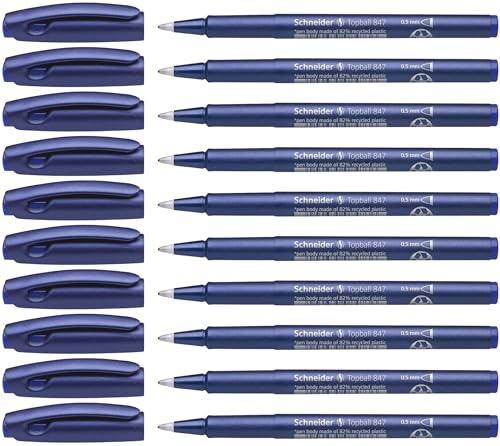 Schneider Topball 847 Tintenroller (Kunststoffspitze, 0,5 mm) 10er Packung blau