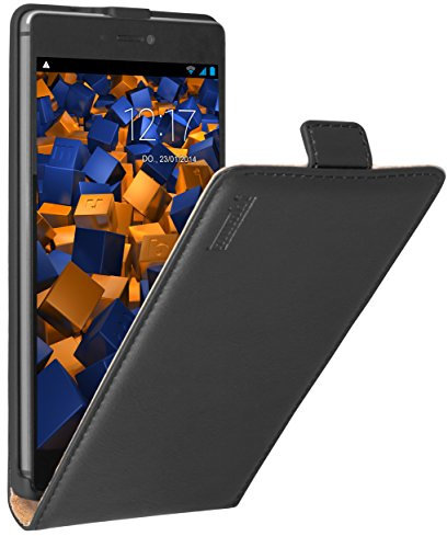mumbi Echt Leder Flip Case kompatibel mit Huawei P8 Hülle Leder Tasche Case Wallet, schwarz