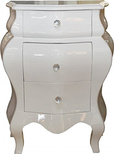Casa Padrino Barock Kommode Weiss glänzend H 72 cm, B 57 cm - Nachttisch Konsole