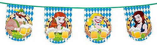 Boland 54201 - Wimpelkette Bier-Party, Länge 8 Meter, Motiv-Girlande, blau-weiße Rauten, bayerische Dekoration, Hänge-Girlande, Volksfest, Mottoparty