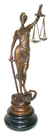 linoows Bronzefigur, Bronze Skulptur Justitia, Justizia Göttin der Gerechtigkeit