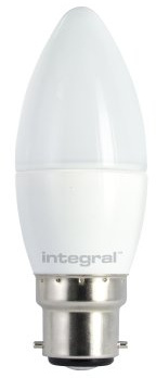 Integral LED ILB35B22O6.5D05KBEWA B22 LED Candle Light Bulb 6.5 Watts 5000K 490LM Dimmable Plastic/Aluminium/Glass/Brushed Nickel 11.2x3.8cm - Cool White