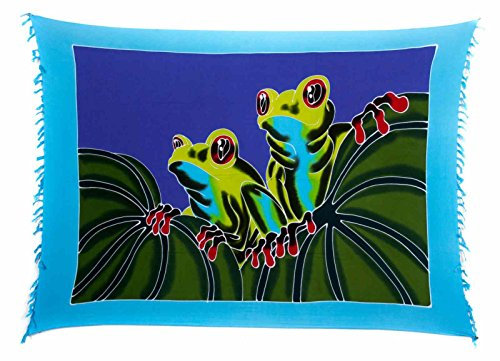 Ciffre Sarong Pareo Wickelrock Dhoti Lunghi Tuch Strandtuch Wandbehang Dschungel Frosch