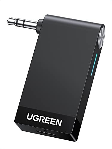 UGREEN Aux Bluetooth Adapter Auto für Freisprechanruf und Musik Hören beim Fahren, Bluetooth Klinke Empfänger mit Bluetooth 5.0 Receiver für Auto, Lautsprecher und Verstärker