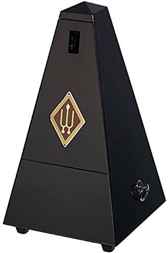 Wittner Metronom Taktell Pyramidenform System Maelzel Serie 810 - Massivholzgehäuse - Mit Glocke - Schwarz hochglanz - Mechanisch zum Aufziehen - Keine Batterien erforderlich - Made in Germany
