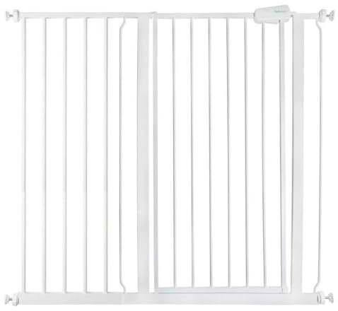 Safetots Extra Tall Metal Safety Gate Pressure Fit, 107.4cm - 115cm, White, 104cm in Height, Extra Tall Stair Gate, Tall Baby Gate, Easy Installation