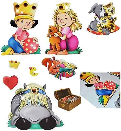 alles-meine.de GmbH 9 TLG. Set 3-D Effekt__ Wandtattoo/Fensterbild - der kleine König - Folie/Pappe - selbstklebend wiederverwendbar - Wandsticker - Sticker Aufkleber / ..