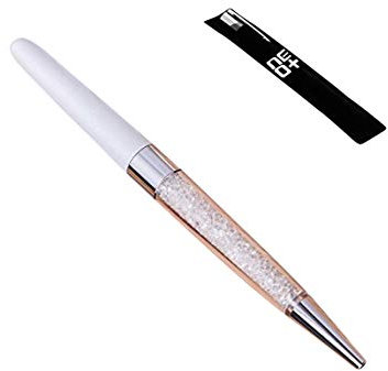 Crystal Kugelschreiber aus 140 glitzernden Kristall-Elementen (WEISS + 1 Stift Nachfüllungen)