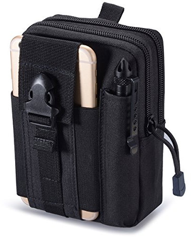 Zeato Tactical Molle Pouch EDC Utility Gadget Belt Waist Bag Pocket Organizer with Cell Phone Holster Holder for iPhone Xs Max/XR/Xs/X 8/8 Plus Samsung Galaxy S10 S9 S8 Pixel LG HTC and More (Black)
