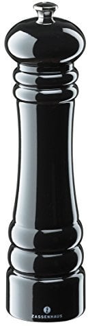 Zassenhaus Pfeffer oder Salzmühle Berlin aus Buchenholz in der Farbe Schwarz Glänzend, Höhe: 24cm, 020250