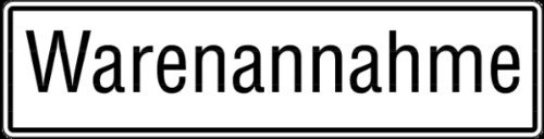 Schild Alu Warenannahme weiß/schwarz 150x600mm