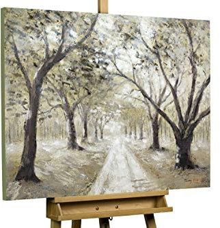 KunstLoft Leinwandbild | 100% HANDGEMALT | 100x75cm | Gemälde 'Marvel And Mystery' | Wald & Bäume | Braun | Wandbild Wohnzimmer