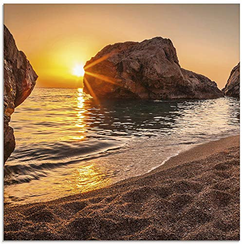 ARTland Wanddeko Glasbilder Wandbild Glas Bild einteilig Quadratisch Strand Meer Südsee Thailand Sonne Urlaub Sommer Natur Landschaft Felsen S7LF