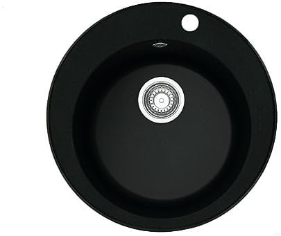 Franke Pamira ROG 610-41 Onyx Fregadero de granito negro redondo fregadero empotrado