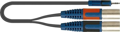 QUIK LOK - RKSA/192-2 Mini-jack stéréo / 2 x XLR mâle, Câble adaptateur, Mini-jack stéréo / 2 x XLR mâle, Longueur 2 m, Couleur noire
