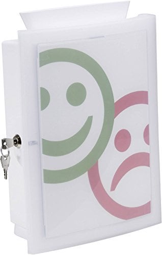 HAN Sammelbox IMAGE'IN mit transparenter abschließbarer Tür und auswechselbarem Motiv, Wahlurne, Spendenbox, Losbox, Aktionsbox - zur Wandmontage oder freistehend mit Standfüßen, 4102-12, weiß