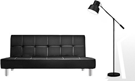 Bagno Italia Schlafsofa Sofa 3 Sitplatz 180x80 schwarz Kunstleder Moderne Stil zurückklappbar Wohnzimmer